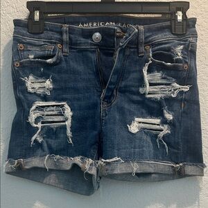 American Eagle Outfitters Ripped Dark Blue Jean Shorts
